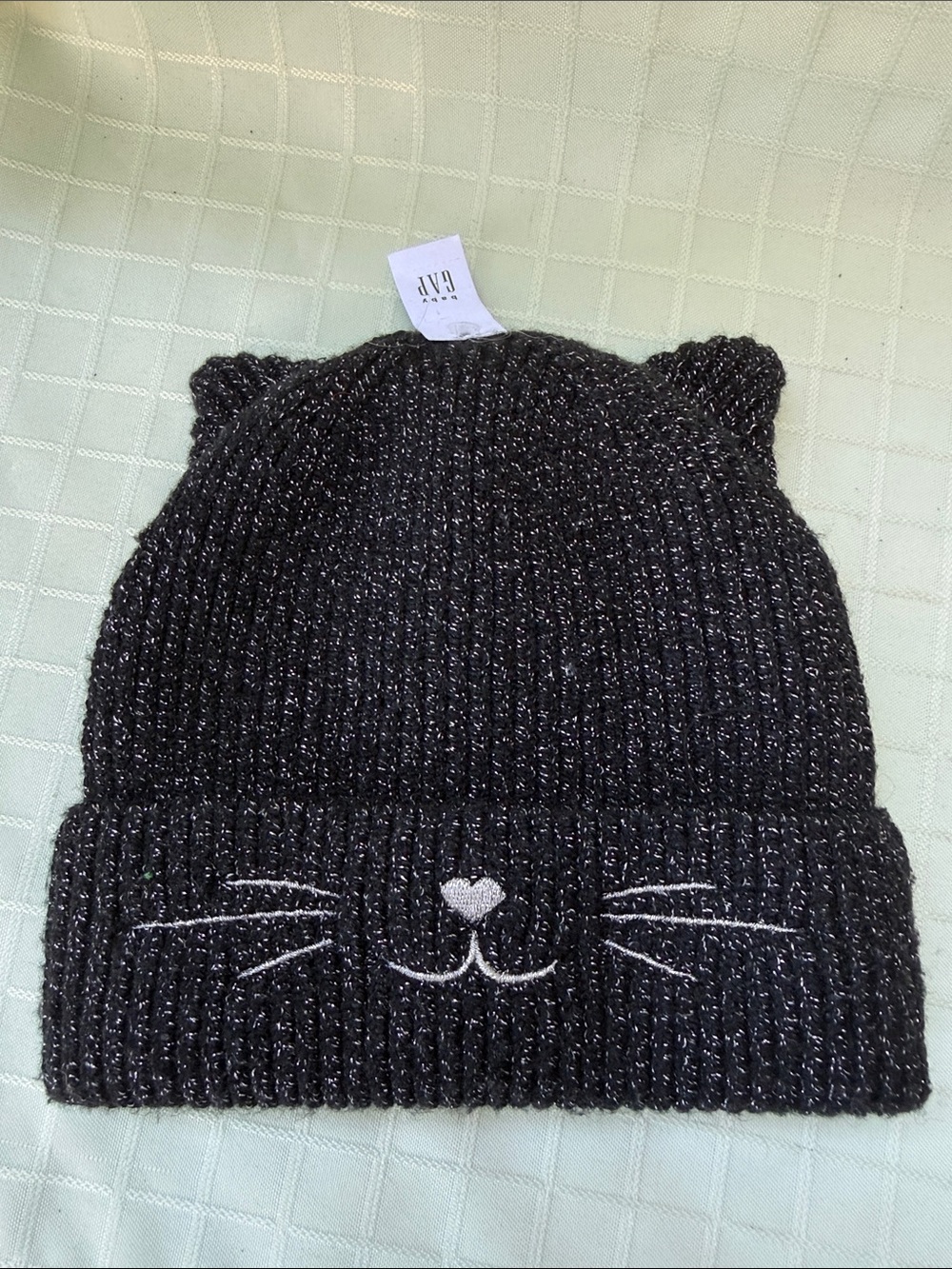 New GAP Black Sparkle Cat Ear Knit Hat